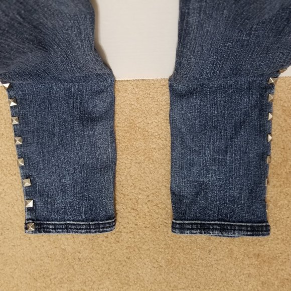 Mossimo jeggings 9 pyramid stud embellished tuexdo stripe style whiskered punk - Picture 12 of 15